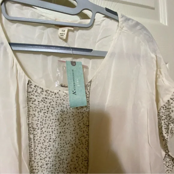 Anthropologie NWT Tiny brand beaded sheer top - Picture 4 of 5